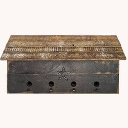 Black Birdhouse Four Hole with Star - 22" x 7" x 10"