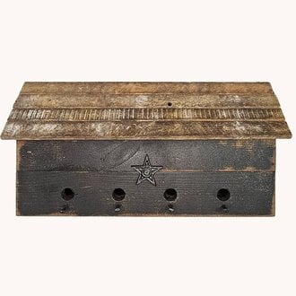Black Birdhouse Four Hole with Star - 22"