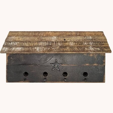 Black Birdhouse Four Hole with Star - 22"