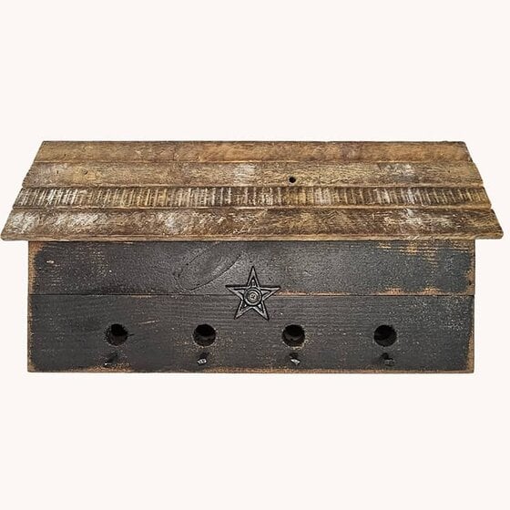 Black Birdhouse Four Hole with Star - 22"