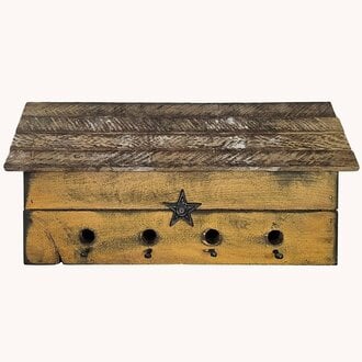 Mustard Bird House Four Hole with Star - 22"