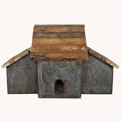 Birdhouse Burned Four Hole Blue - 19.5" x 13" x 11.5"