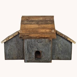 Blue Birdhouse Burned 4 Hole -19.5"