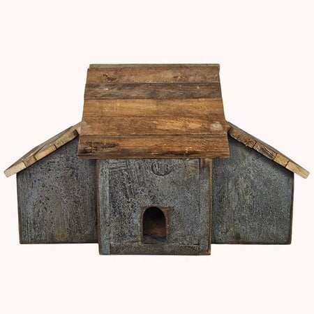 Blue Birdhouse Burned 4 Hole -19.5"