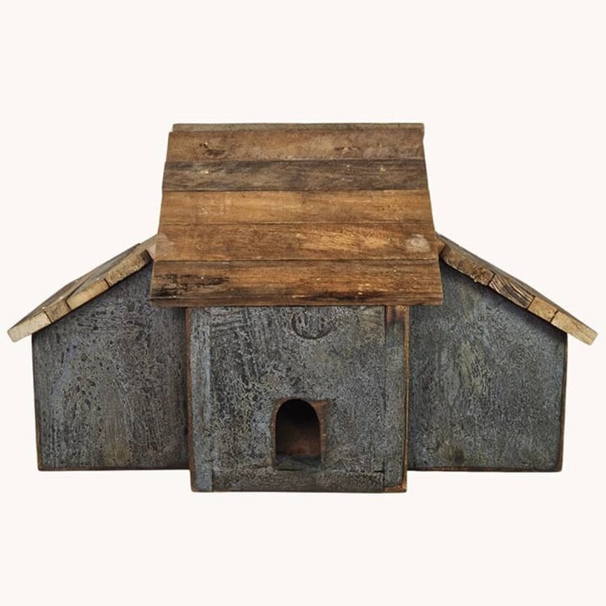 Birdhouse Burned Four Hole Blue - 19.5" x 13" x 11.5"