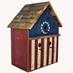 Betsy Ross Birdhouse Red White Blue - 12" x 7.25" x 16.5"