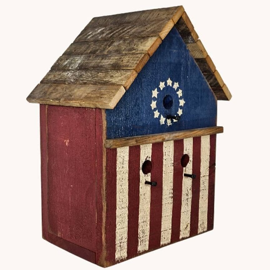 Betsy Ross Birdhouse Red White Blue - 12" x 7.25" x 16.5"