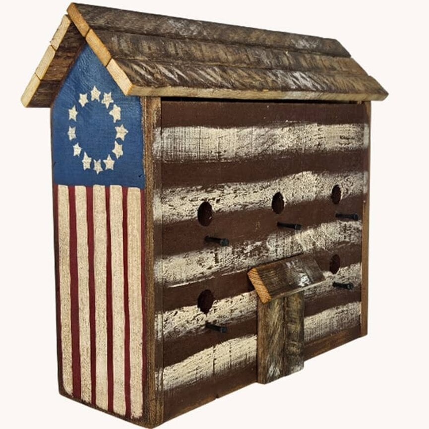 Patriotic Cabin Bird House - 18" x 5.75" x 15.5"