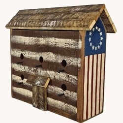 Patriotic Cabin Bird House - 18" x 5.75" x 15.5"