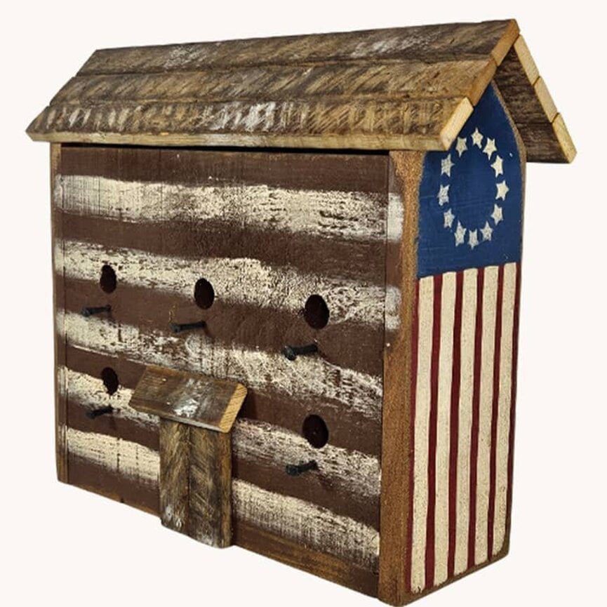 Patriotic Cabin Bird House - 18" x 5.75" x 15.5"