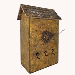 Print Birdhouse Mustard 3 Hole - 13"  x 7" x 19"
