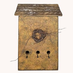 Print Birdhouse Mustard 3 Hole - 13"  x 7" x 19"
