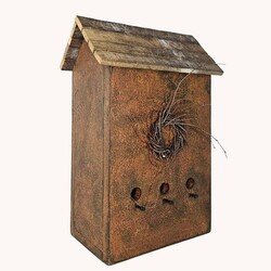Print Birdhouse Golden Brown 3 Hole - 13"  x 7" x 19"