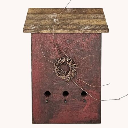 Red Print Birdhouse 3 Hole -19"