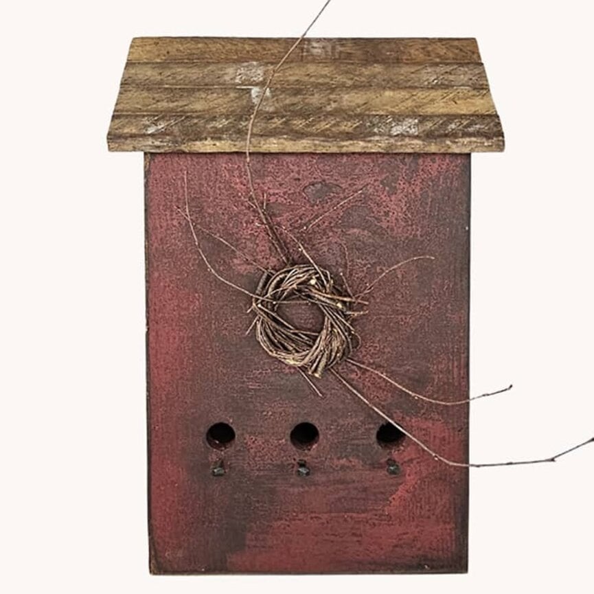Print Birdhouse Red 3 Hole - 13" x 7" x 19"