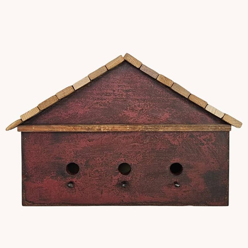 Birdhouse Burned Three Hole Red - 17" x 7" x 11.75"