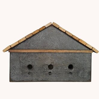 Blue Birdhouse Burned Three Hole - 17"
