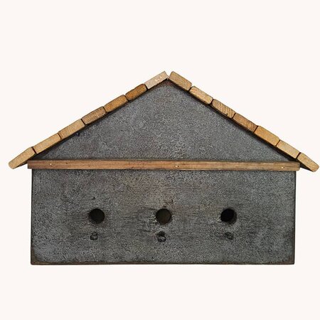 Blue Birdhouse Burned Three Hole - 17"