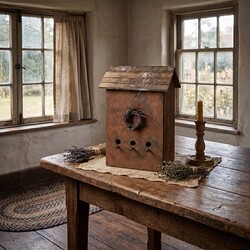 Print Birdhouse Golden Brown 3 Hole - 13"  x 7" x 19"