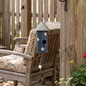 Blue & White Stars Firework Birdhouse - 17.75"
