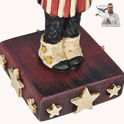 Hand Carved Patriotic Crow on Wooden Base - 8"