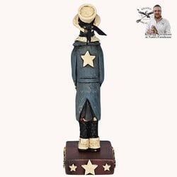 Hand Carved Patriotic Crow on Wooden Base - 8"