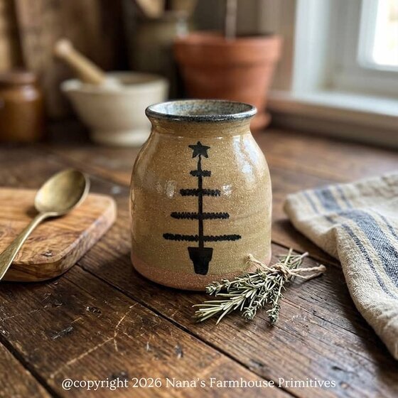 Canning Crock Feather Tree Small - 5"