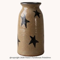 Clay Pottery Canning Crock Brown Stars - 8.5"