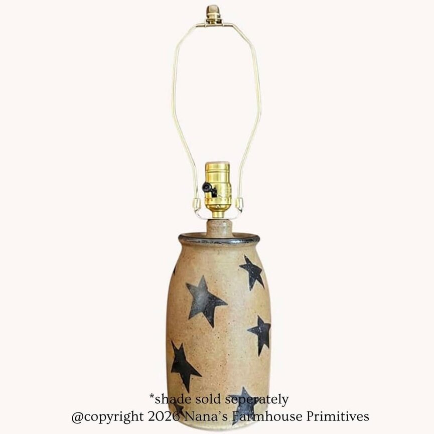Clay Craftsman Brown Pottery Table Lamp with Stars - 20.5" x 5"