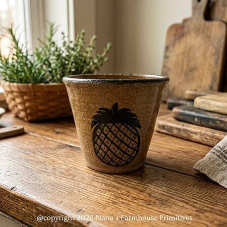 Pineapple Brown Pottery Tumbler - 4"