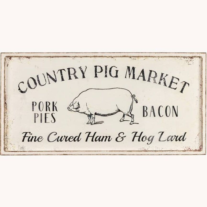 Country Pig Market Sign - 16" x 32"
