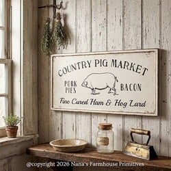 Country Pig Market Sign - 16" x 32"