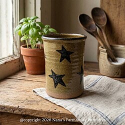 Clay Craftsman Pottery Crock with Stars - 5"