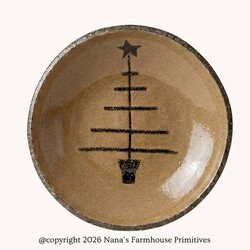 Clay Craftsman Brown Clay Pottery Round Plate Feather Tree - 7"