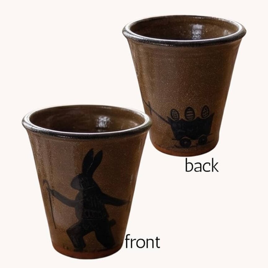 Clay Pottery Brown Tumbler- Walking Rabbit - 4.5"