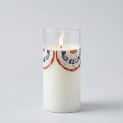 Patriotic Bunting Glass 3D Flame Candle - 6"