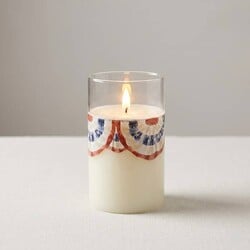 Patriotic Bunting Glass 3D Flame Candle - 5"