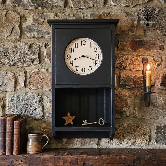 Homestead Clock W/Display Shelf Black