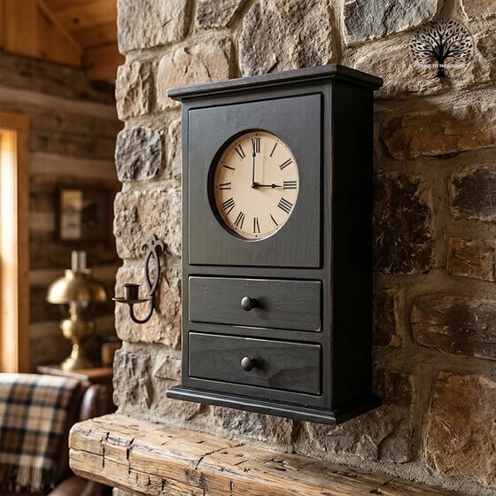 Homestead Wall Clock with Drawers