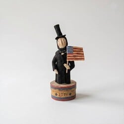 Abe Lincoln Standing on 1776 Box with Flag - 12"