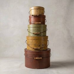 Round Pantry Boxes with Lid & Handle Set of 5 - 25.25"