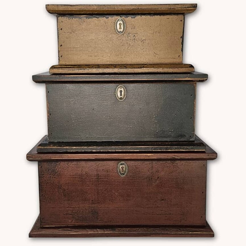Three Stacking Wooden Boxes - 21" x 17" x 8"