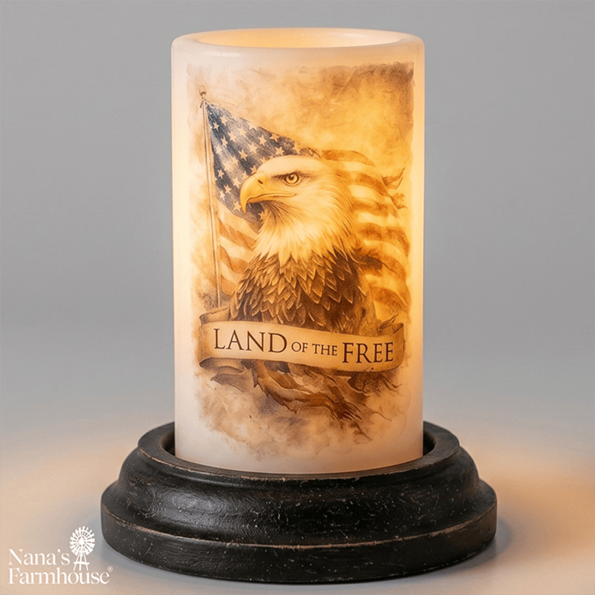 Patritotic Summer Freedom Eagle Candle Sleeve Vanilla