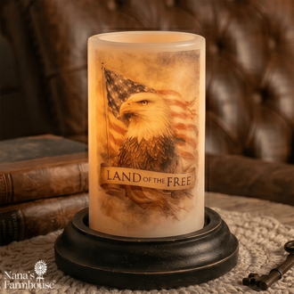 Patritotic Summer Freedom Eagle Candle Sleeve Vanilla
