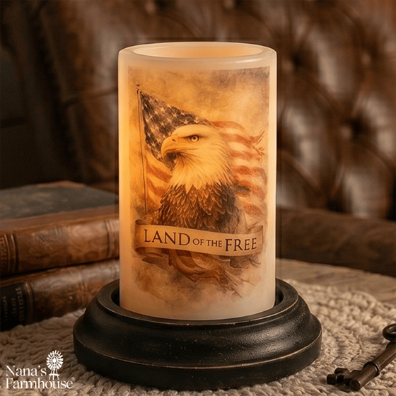 Patritotic Summer Freedom Eagle Candle Sleeve Vanilla
