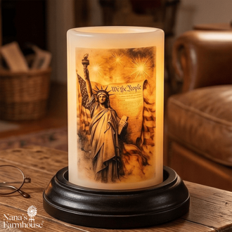 Patriotic Summer Lady Liberty Candle Sleeve - Vanilla