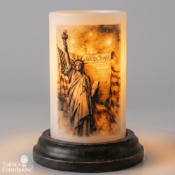 Patriotic Summer Lady Liberty Candle Sleeve - Vanilla