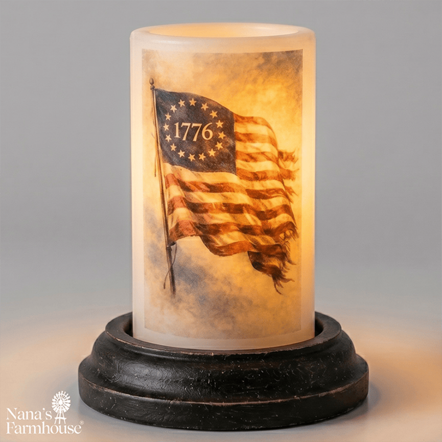 Patriotic Summer Flag Candle Sleeve - Vanilla