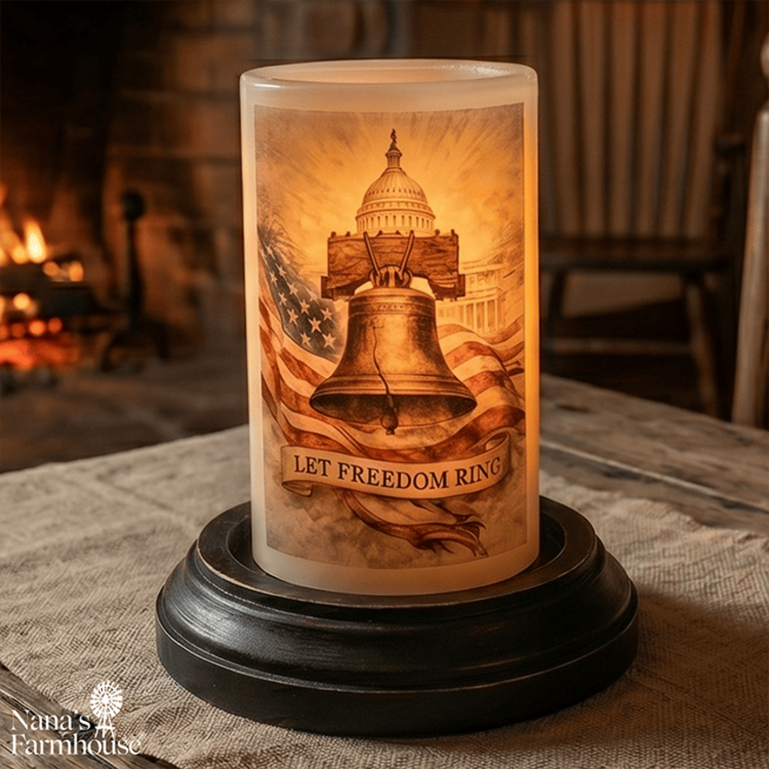 Patriotic Summer Liberty Bell Candle Sleeve - Vanilla