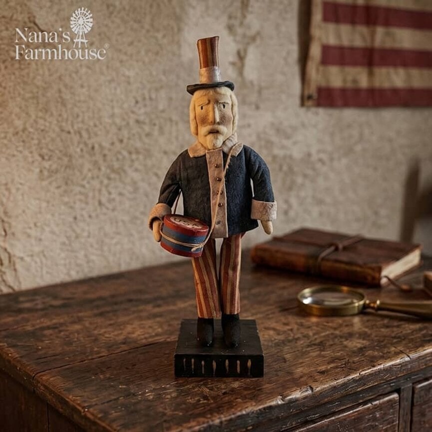 Uncle Sam Standing on Box with Drum - 15"